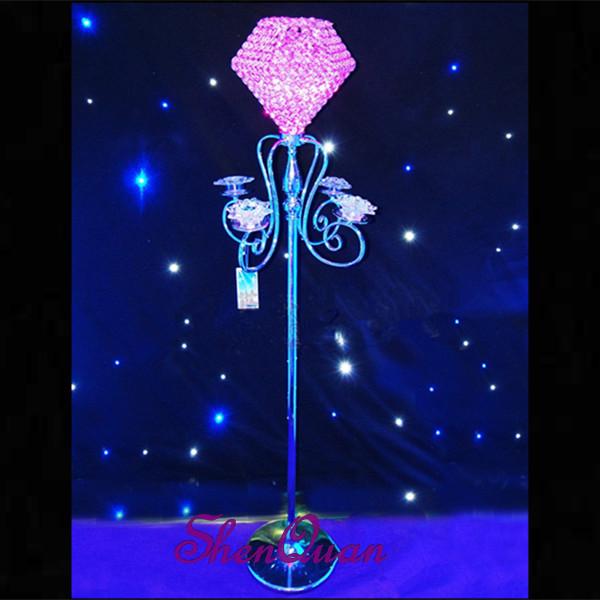 wedding crystal candelabra stand centerpieces and wedding table centerpiece,flower shaped glass candle holder wedding decoration