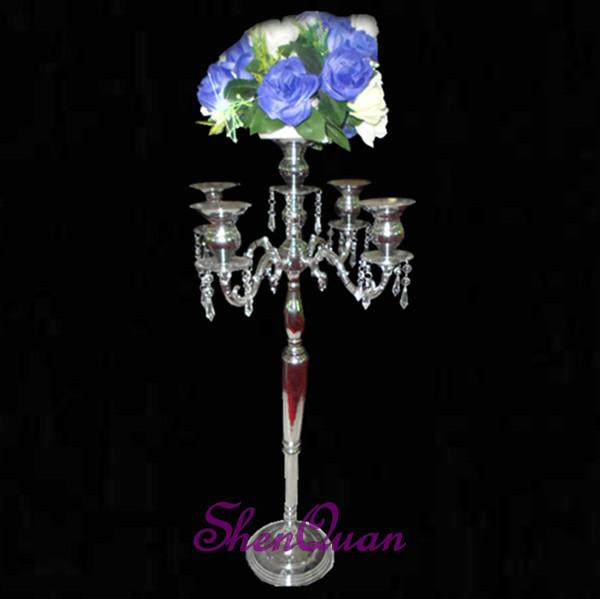 hot! tall 5 arms crystal chandelier candle stand & candelabra with bowls for flowers,candelabra lamps diningroom candle holder