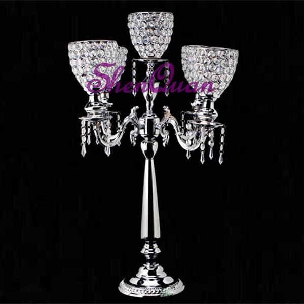 Popular New Tulip Long-stemmed Glass Candlestick Holder for Wedding Centerpieces for Wholesale,Home decoration candlestick for wedding