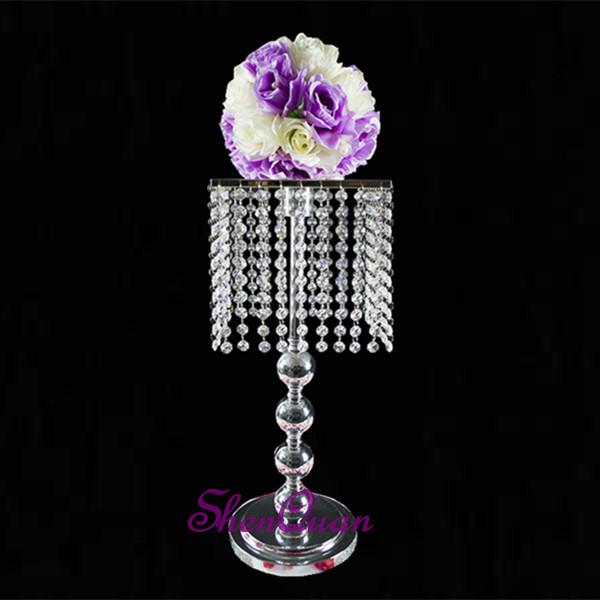 practice crystal flower stand centerpiece for wedding&party,hanging crystal wedding decorations,elegant metal flower stand centerpiece