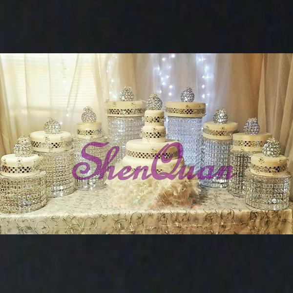 8pcs/lot,Polymers + real crystals material and wedding lourd hanging crystals cake stand sell online by factory direclty