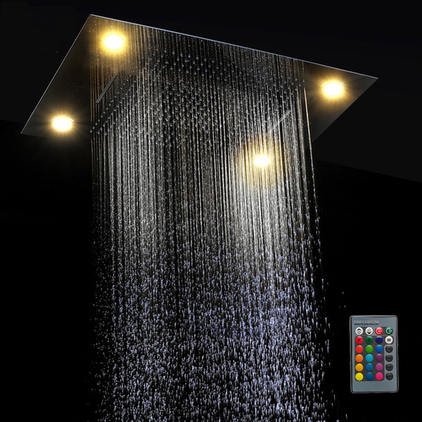 Multi Function Led Light Shower Head 600*800mm Ceiling Rain Shower Remote Control LED Rainfall Waterfall Massage Shower Heads