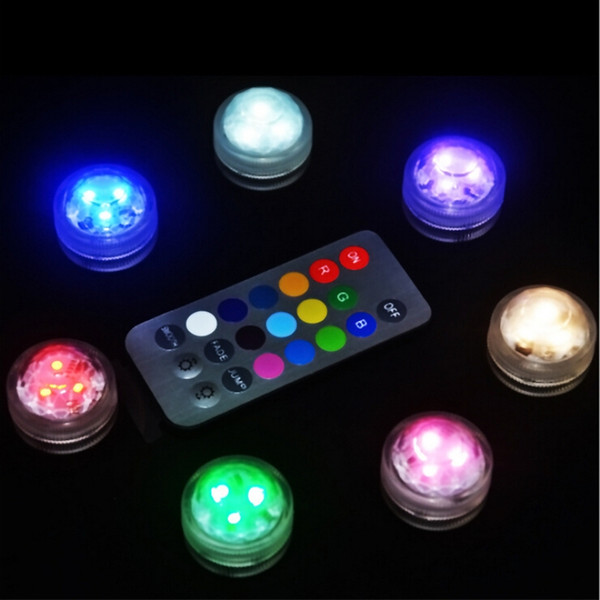 12pcs/Lot SUPER Bright 3CM Mini Under Vase Floral Light 3LED Submersible Candle Lights Party Christmas Waterproof LED Tea Light With Remote