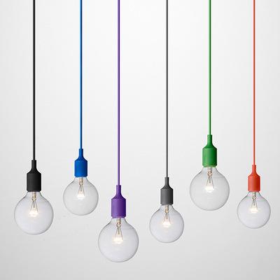 Art Decor Silicone E27 Pendant Lamp Ceiling light bulb Holder Hanging lighting Fixture base Socket Modern silica gel retro Colorful light