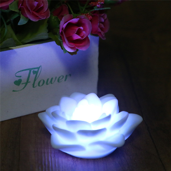 Color Changing LED Lotus Flower Romantic Love Mood Lamp Night Light Seven Color Changing Free Shipping