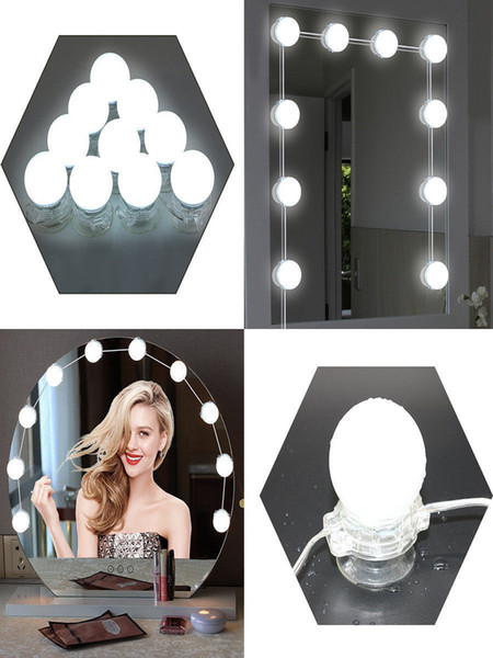 1 kit, Hollywood Style LED Vanity Makeup Mirror Light Kit with 10 bulbs Dimmable Dressing Room Lighting Lamp