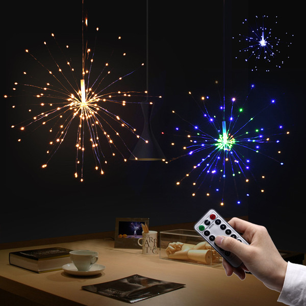 Remote Control 120 LED Firework light Copper wire 40 String home Christmas Garden Wedding Decorative lamp USB coloured lantern indoor