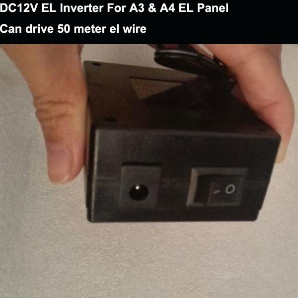 Free shipping A3/A4 EL Panel DC12V EL Inverter /EL Driver Constant Lighting Loading 50 Meters EL Wire