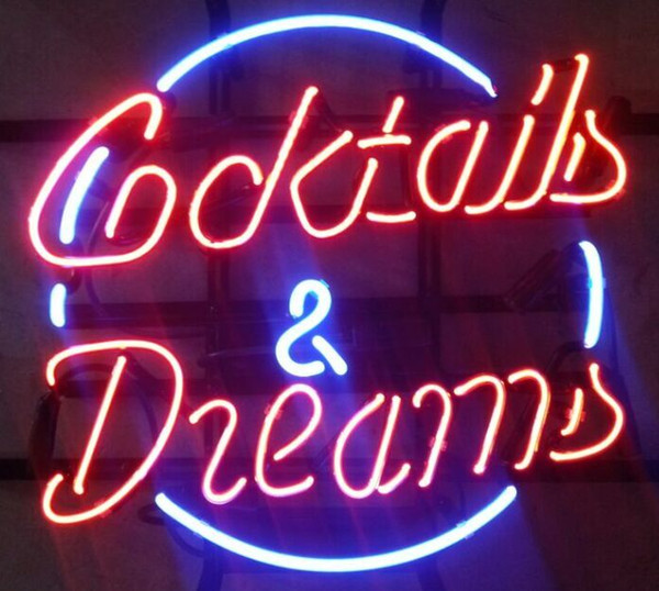 Cocktails And Dreams Real Glass Neon Light Sign Beer Bar