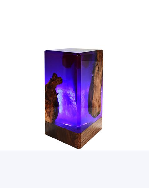wooden epoxy resin lamp lampe résine luce purple light wooden interior decor unique gem lighting new 2019 design art resina gift home