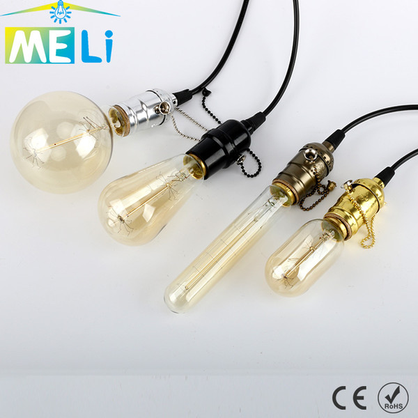 E27 Vintage Retro Lamp Base Holder Pendant Bulb Light Screw Socket For Home Festival Decoration