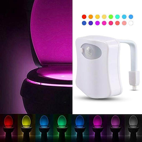 Motion Sensor LED Toilet Night Light, Komire Light Detection Motion Activated Toilet Light with 8-Color Changing, Battery Operated Waterproo