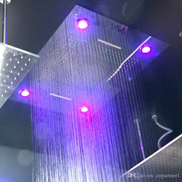 full set Luxury led Large rain shower head Two people 600x800mm with Waterfall Shower head with embedded ceiling rainfall Led Ceiling shower