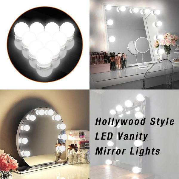 Makeup Mirror Lights Hollywood Style LED Vanity Mirror Lights 10 LED Bulbs Kit for Makeup Dressing Table with Touch Dimmer