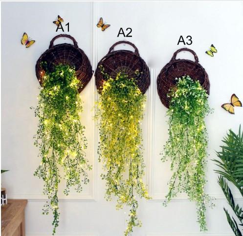 Admiralty flower LED Wall basket flowers simulation plant wall decorations Artificial firefly lamp flower with lights