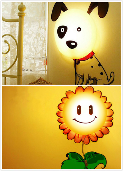 New Cartoon Dalmatians Sunflower DIY 3D Wallpaper Wall Stickers Home Room Decor Decoration LED Night Light Lamp For Kids' Bedroom