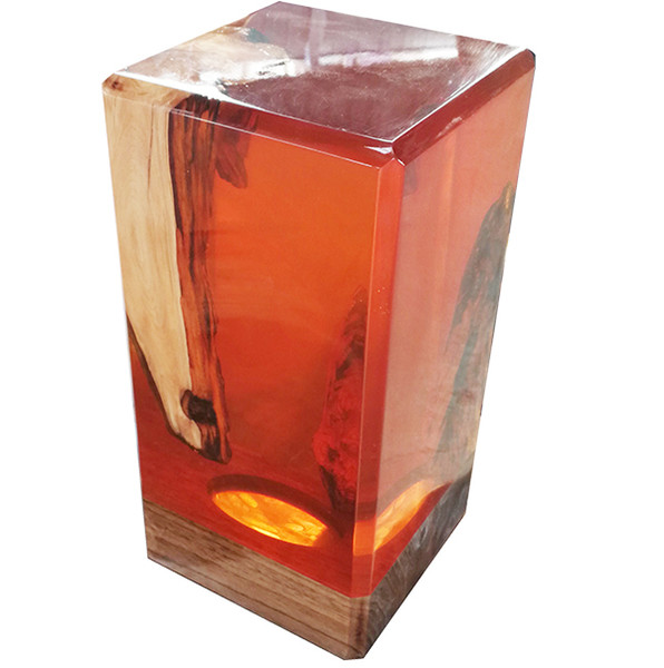 resin wood lamp flowing water luce novelty light wooden interior decor unique orange gem lighting new 2019 design art epoxy gift home