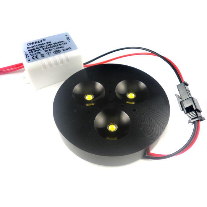 12PCS X Black Ultra Thin LED Under Cabinet/Puck Light-Spotlight-LED Down Light for Interior Kitchen Lighting 110V 120V 220V AC by Fedex