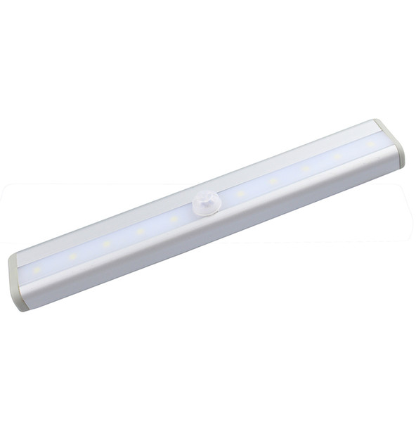 10LEDs Motion Sensor Closet Cabinet LED Night Light Battery Operated Step Cupboard Kitchen Cabinet Light Bar With Magnetic Strip