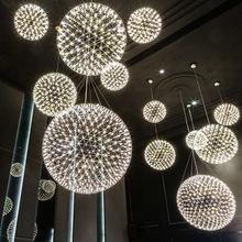 modern living room pendant lamp light stainless steel ball led chandelier firework light restaurant villa hotel project pendant lighting