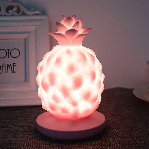 Night Light Pineapple Silicone Modern Childrens Bedside Lamp Touch Rechargeable LED Night Light USB Charging Cute Gift Chritmas Lights