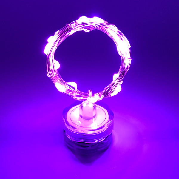 LED Christmas Decoration Light Aquarium Decoration Rotary Candle Diving Copper Wire Light CR2032 Battery Waterproof IP68 Purple light