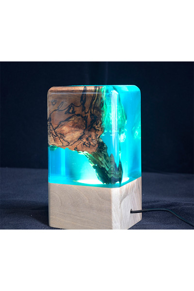 resin wood lamp blue ocean flowing water luce novelty light wooden interior decor unique new 2019 novelty design art epoxy gift wedding home