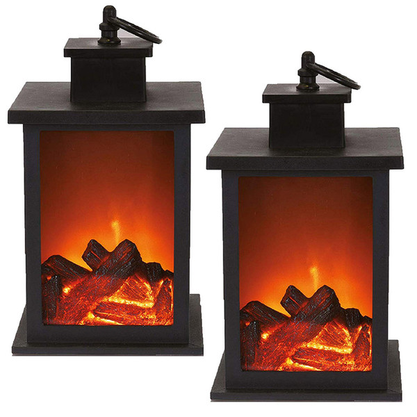 Fireplace LED Burning Effect Lantern Light Lamp Durable For Garden Lawn Bedroom