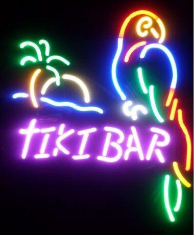 Tiki Bar Parrot Real Glass Neon Light Sign Beer Bar