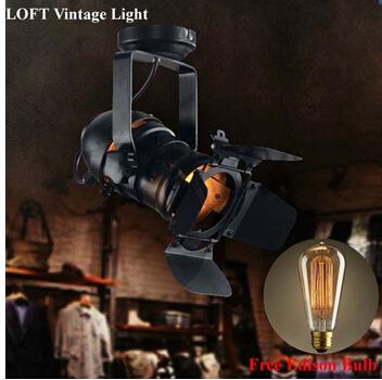 Retro American Style Industrial Loft Lighting Black Vintage Iron Lamp Cafe Lighting 220V 110V E27 Edison Bulb