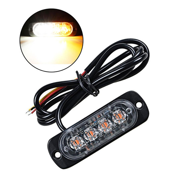 12W 12-24V 4 LEDs Strobe Light 19 Modes Ultra-thin Emergency Flash Warning Caution Light for Trucks Cars Motorcycles