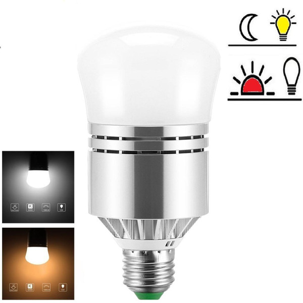 LED Light Bulbs Dusk to Dawn Sensor Lights Bulb Smart Lighting Lamp 12W E27 Socket 3200k Auto On/Off Indoor Outdoor Light