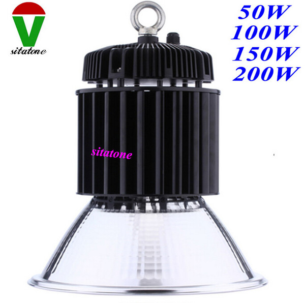 4pcs free shipping AC85-265V black color 50W 100W 150W 200W LED high bay light 3030 LED chips