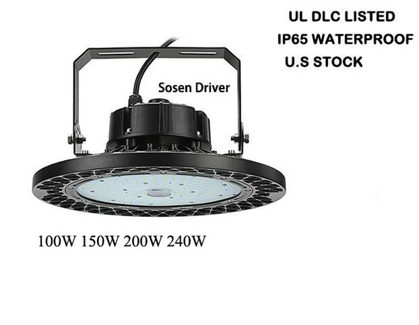 UL DLC Listed UFO LED High bay light 110V-277V 5000K 6000K 130-160lm/W U.S Stock with 5 years warranty LED industrial Light