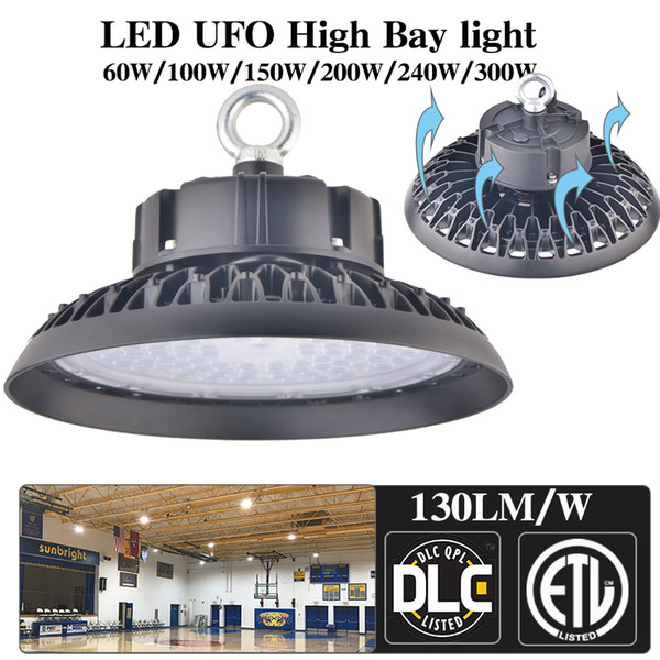 Profession UFO LED High Bay Lights Waterproof Industrial highbay DLC IP65 Garage Workshop Light High-power Indoor Retrofit Lighting