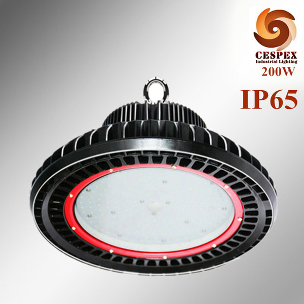 UFO die cast aluminum heat sink AC110v 220v 230v 277v 120lm/w ip65 200w led high bay light replace 500W 600W HPS light