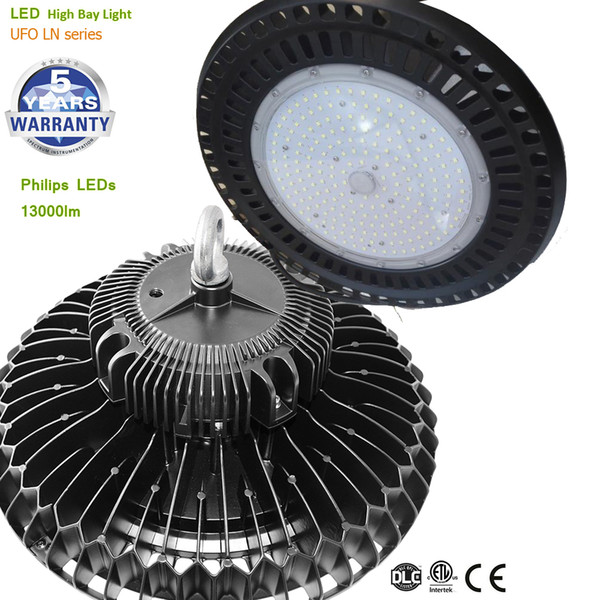 DLC ETL CE 100 Watt UFO LED Light High-Bay Luminaire for Commercial and Industrial Buildings, 13000lm 5 Years Warrantee