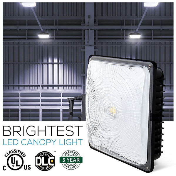 AC 85-277V High Bay Lighting For Warehouse Workshop Hall Lobby Lighting IP65 Waterproof 40W 60W 80W Led Canopy Lights UL DLC