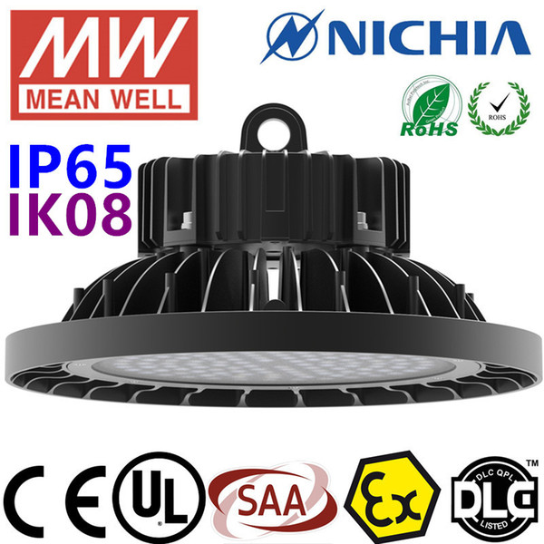 LED High Bay Light Industrial Lighting 100/150/200W UFO Round Shape Nichia 3030 LED Chip MeanWell Driver UL CUL CB SAA