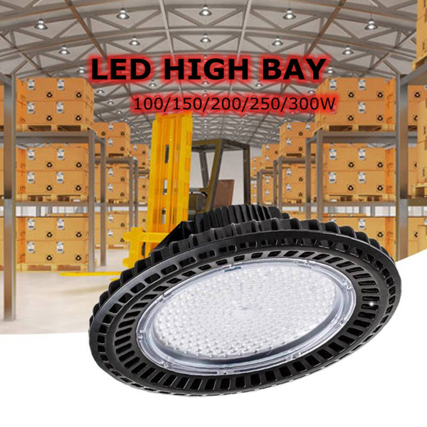 Edison2011 LED High Bay UFO Light 150W 300W Black Circular Lamp White Warm white Warehouse Supermarket Stock 110v 220v Overhead Luminaire