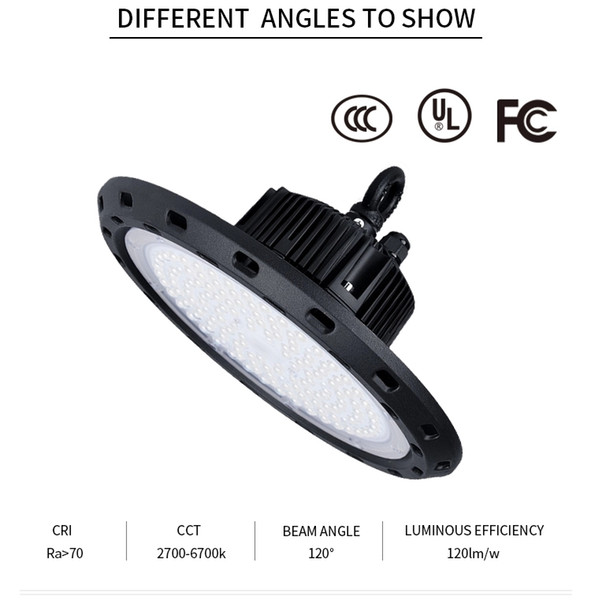 Industrial LED Light UFO High Bay 50W 100W 150W 200W AC100V-240V IP65 Waterproof Die-cast Aluminium For Workshop/Marketplace/Gym/Garage