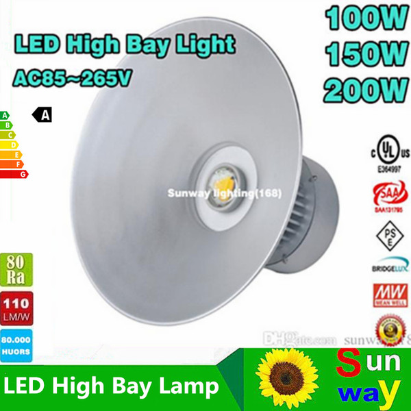 ul 150 watt 200w 100w 80w 50w led High Bay Light led light LED industrial light high bay fitting bridgelux45mil DHL free shipping