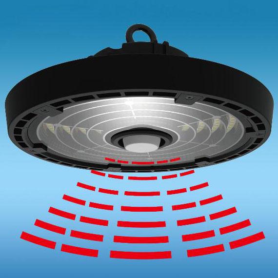 AC85-265V 120degree 100W 150W 200W UFO led high bay light with radar sensor 120LM/W