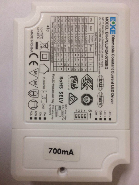 DALI dimmable Driver 24W/33W/40W/48W/60W Dali/push/PWM driver non-flickering output 3-84V 250-700mA DALI/Push button Dimmer