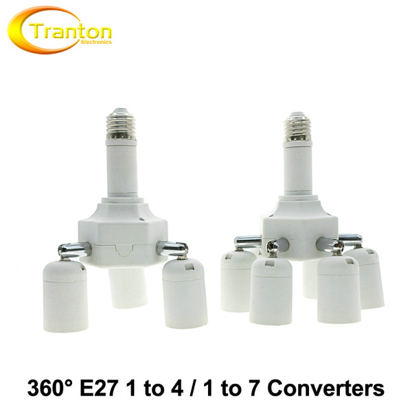 Lamp Holder Converters 360 Degrees Flexible Extended E27 1 to 4 and E27 1 to 7 Lamp Base.