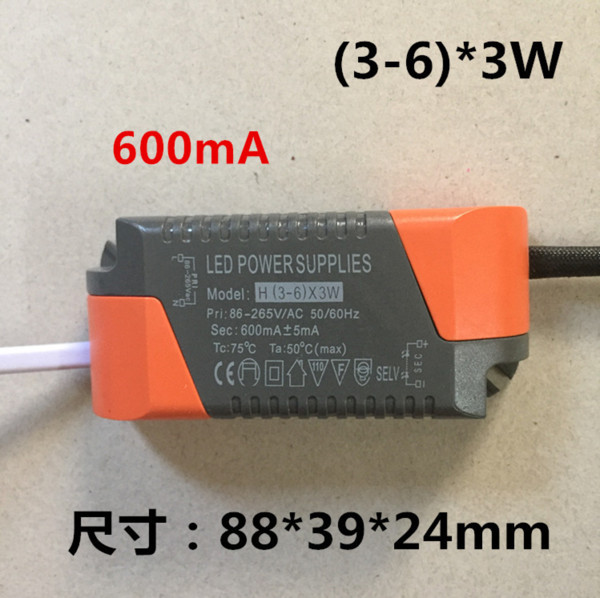 LED driver AC 86- 265V 600mA ( 3 - 6 )*3W Power Supply Transformer Ballast for Canister Celling Light Spotlight LED