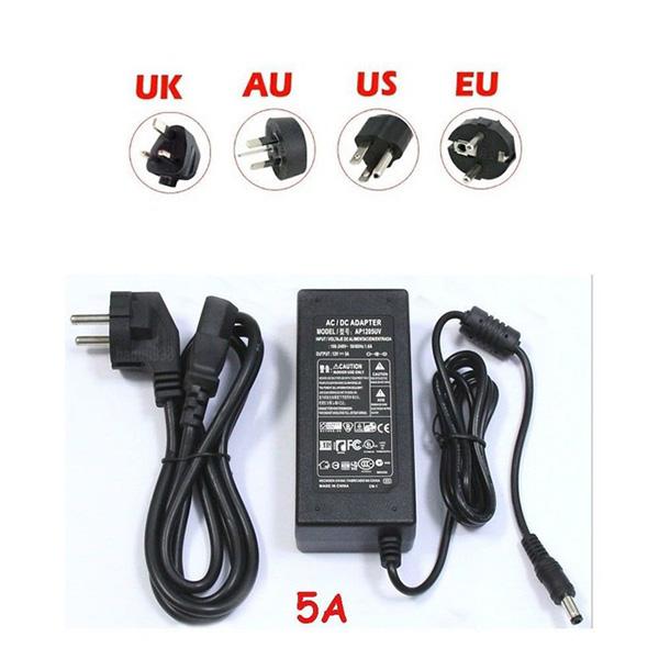 100% REAL Transformer Power Supply 5a for LED Strip Light 5630 5050 3528 SMD 100-240V DC 12V 5A Adapter LED RGB Strip light US UK EU Plug