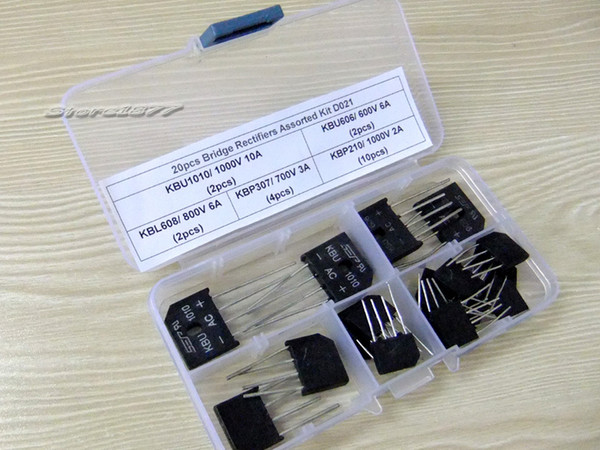 20pcs KBP210/KBP307/KBU606/KBU1010/KBL608 Bridge Rectifiers Assorted Kit D021