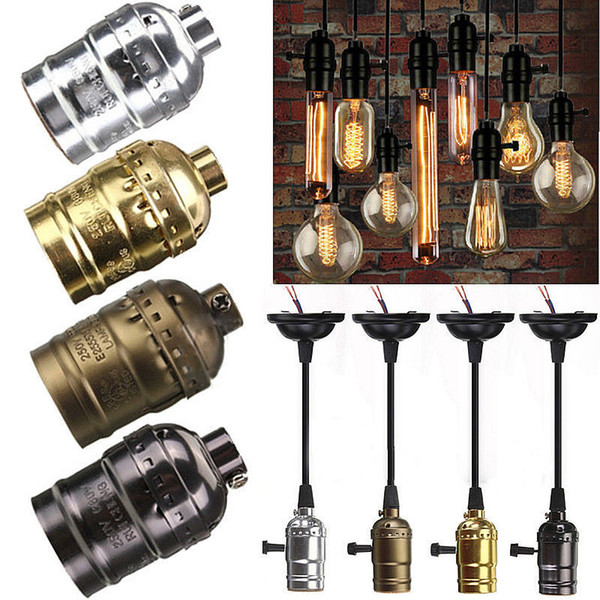 Retro Vintage Edison E26/E27 Screw Bulb Aluminum Shell Base Lamp Bulb Holder Pendant Lighting Socket Ceiling Light Adaptor Cable