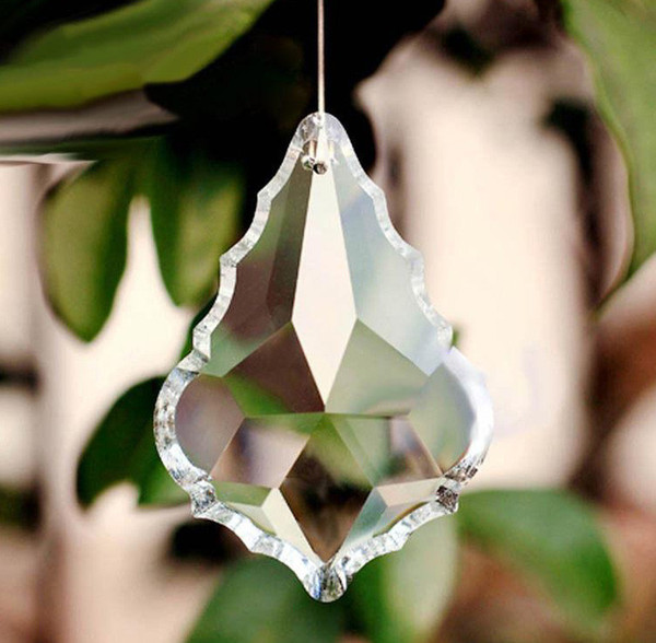 5pcs/lot 76mm clear crystal mape leaf shape pendants for chandelier parts,lamp suncatcher hanging prisms decor free shipping